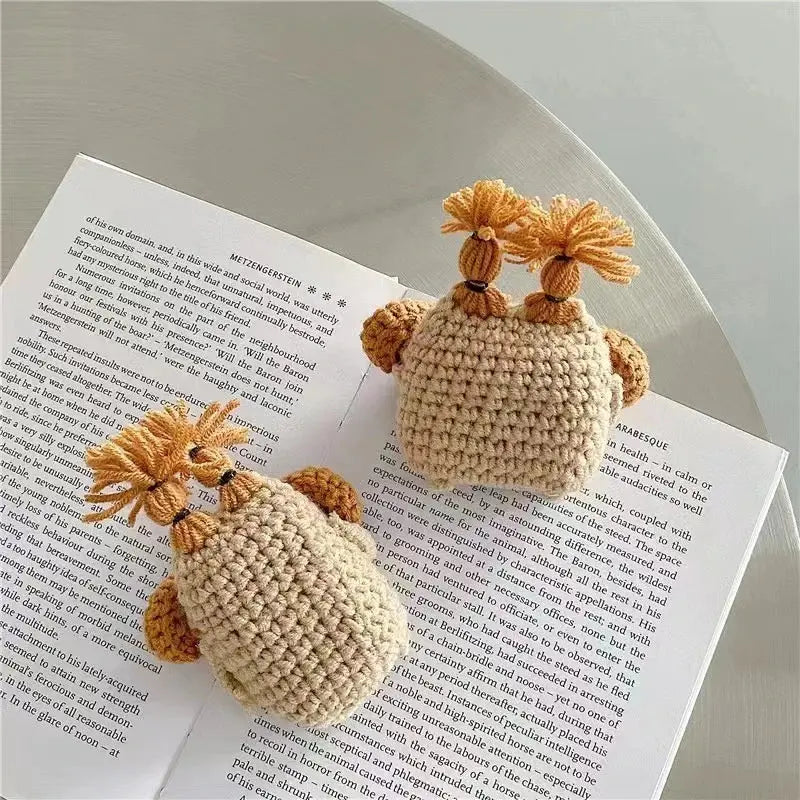 Cute Crochet Brown Monster Earphone Case For Apple Airpods - Joy Gift London