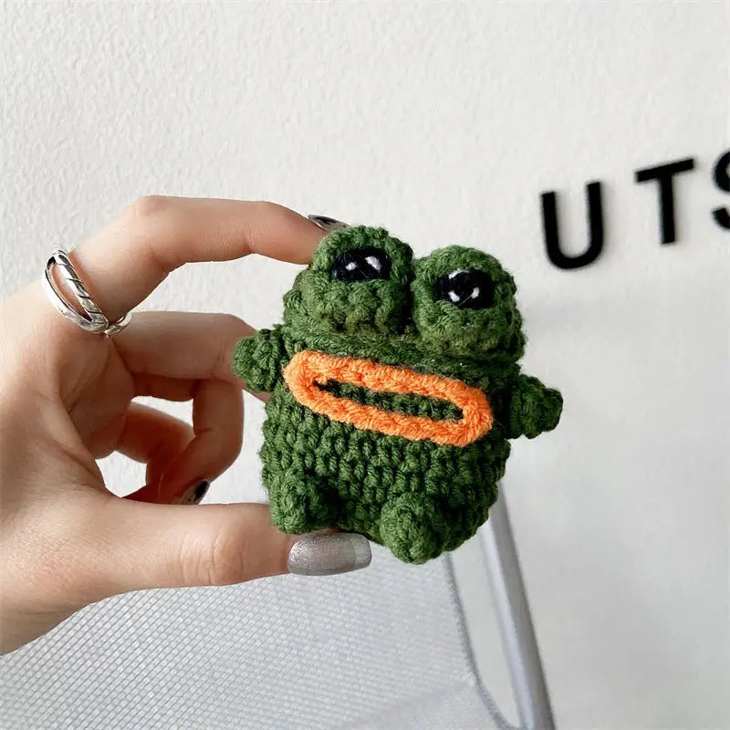 Cute Crochet Sad Frog Earphone Case For Apple Airpods - Joy Gift London