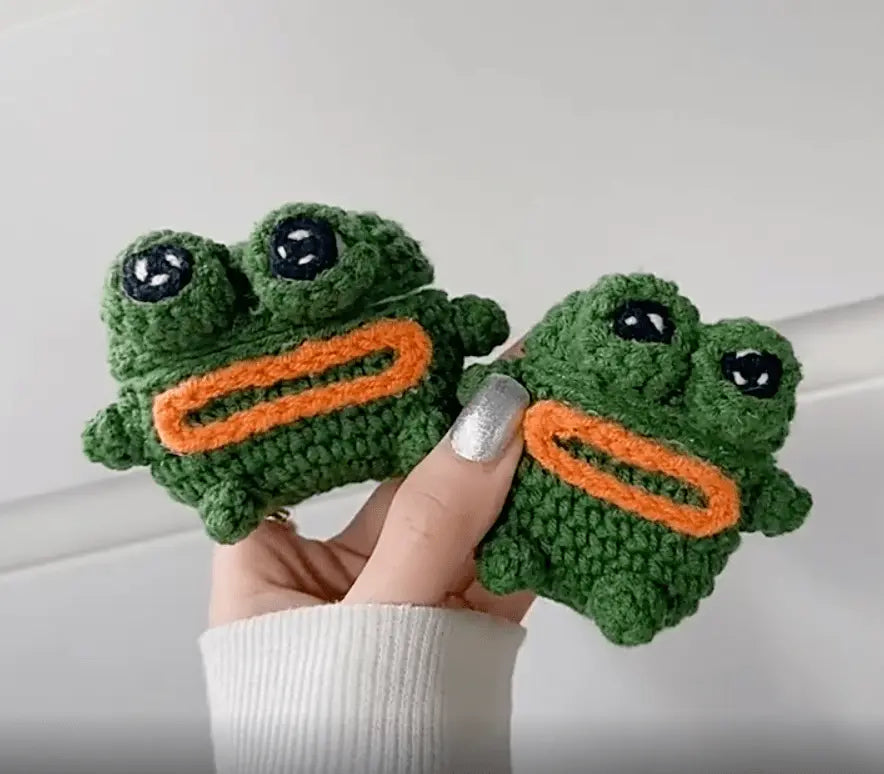 Cute Crochet Sad Frog Earphone Protective Case For Apple Airpods | Crochet | Accessories, Airpods Cases | Joy Gift London Limited