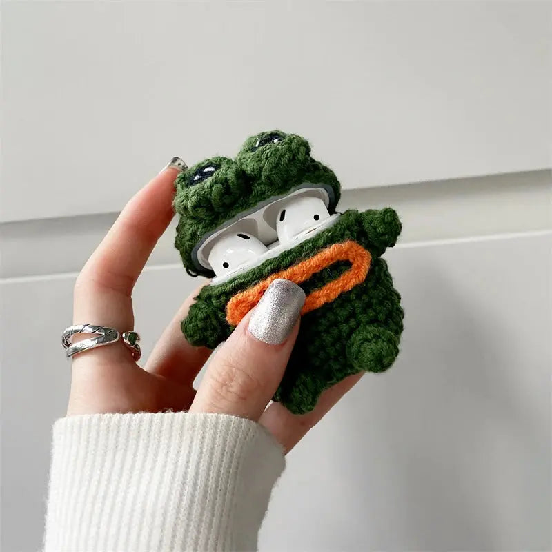 Cute Crochet Sad Frog Earphone Case For Apple Airpods - Joy Gift London