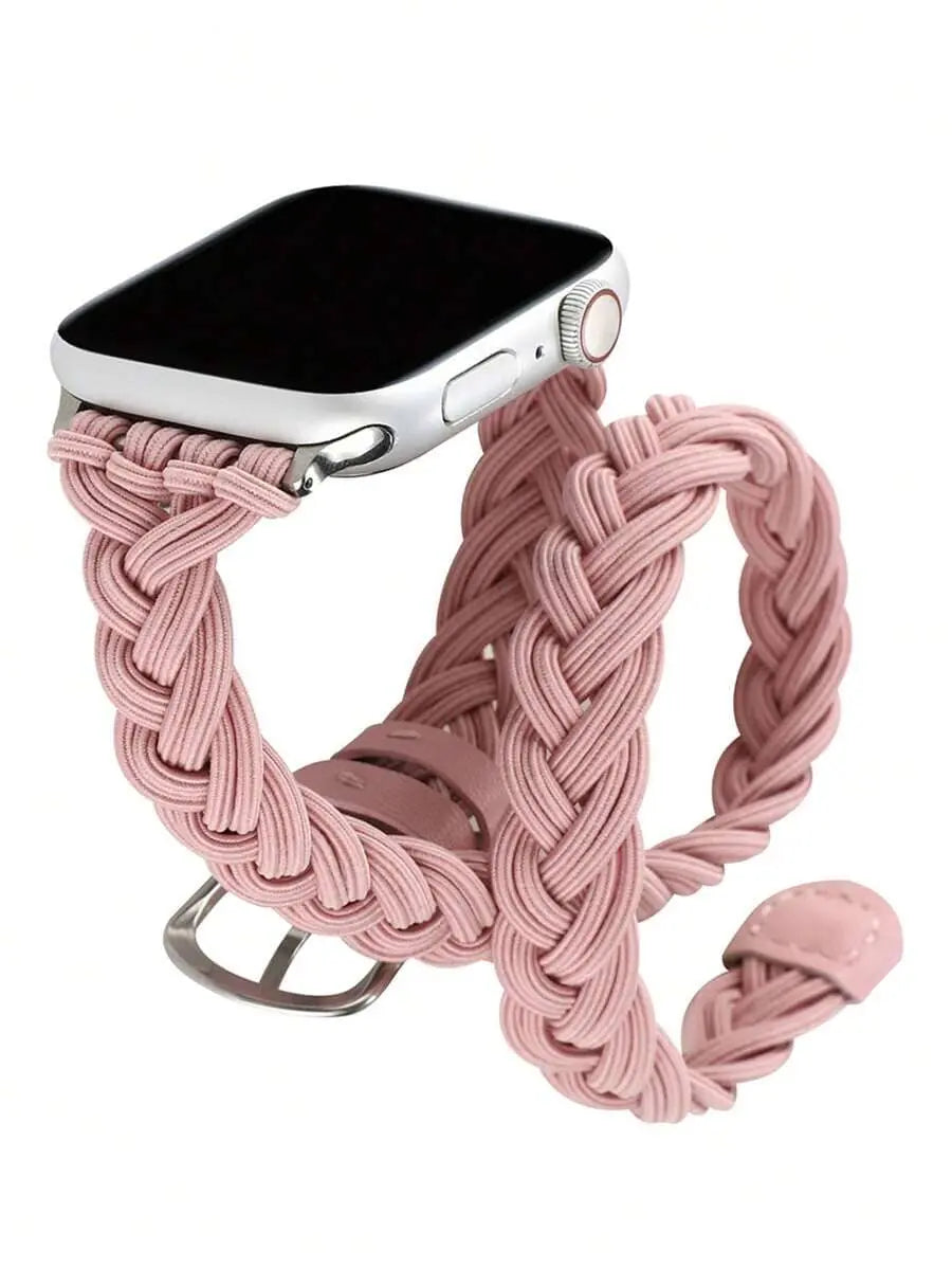 Elastic Braided Watchband Compatible With Apple Watch SHEIN 38mm-40mm-41mm Dusty Pink 