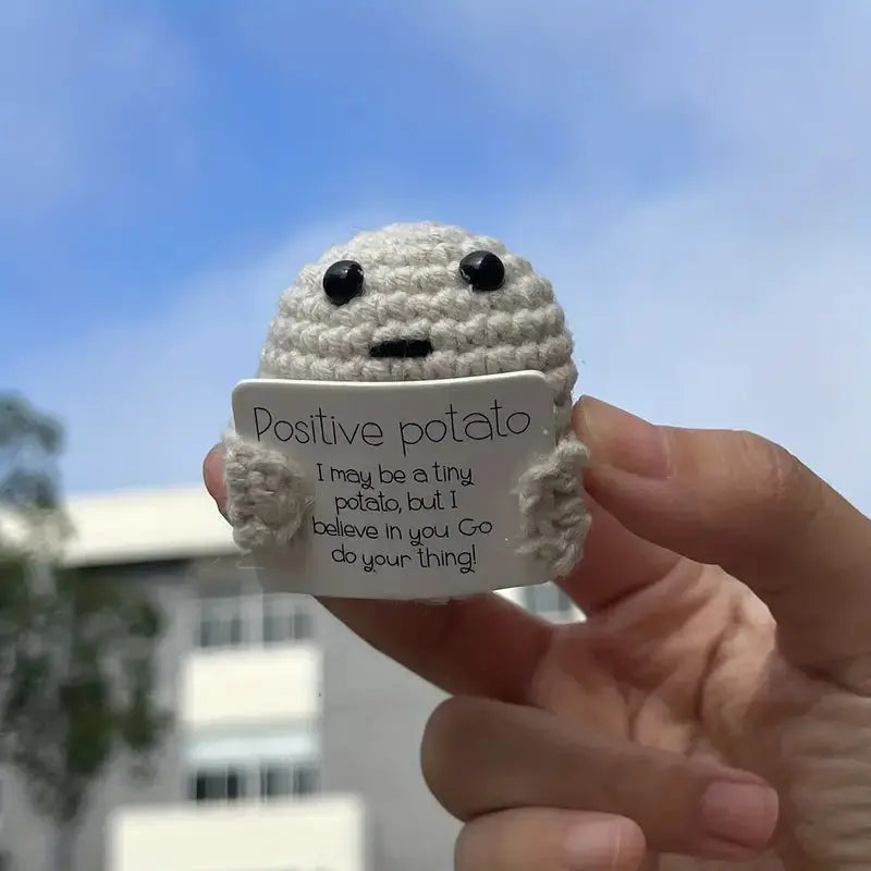 Funny Positive Potato Cute Wool Knitting Doll With Positive Card Joy Gift London 