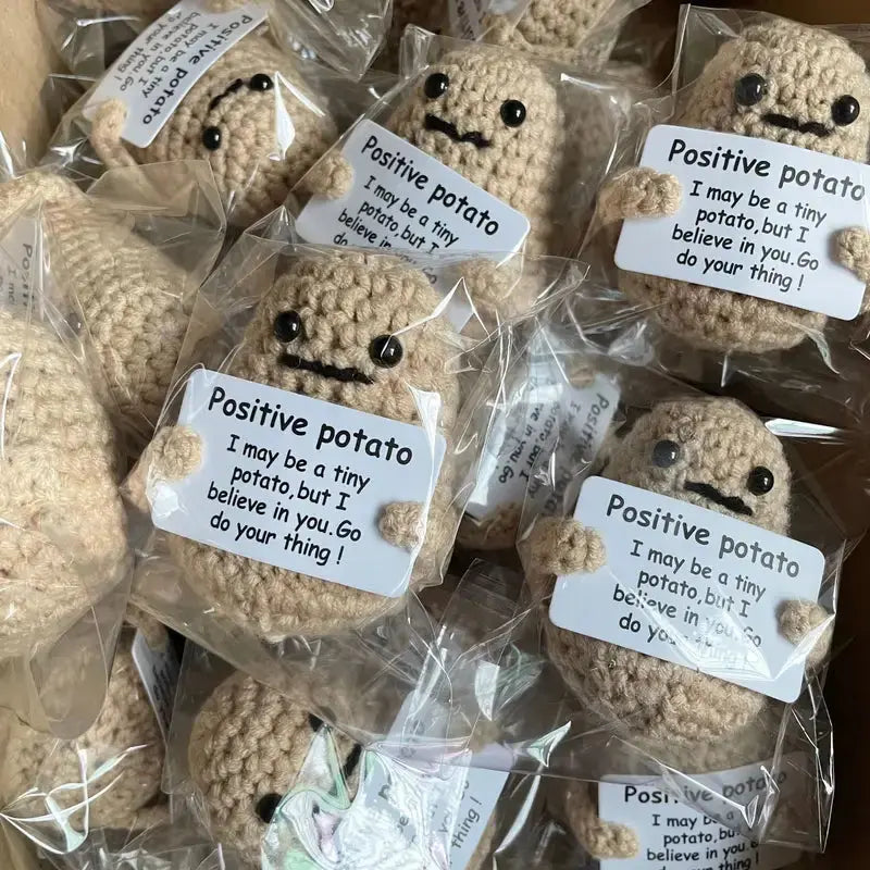 Funny Positive Potato Cute Wool Knitting Doll With Positive Card Joy Gift London 