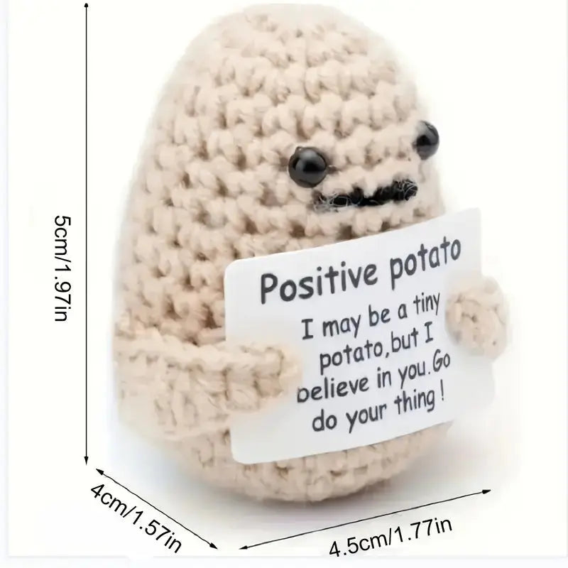 Funny Positive Potato Cute Wool Knitting Doll With Positive Card Joy Gift London 