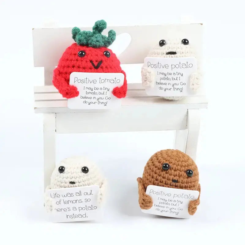 Funny Positive Potato Cute Wool Knitting Doll With Positive Card Joy Gift London 