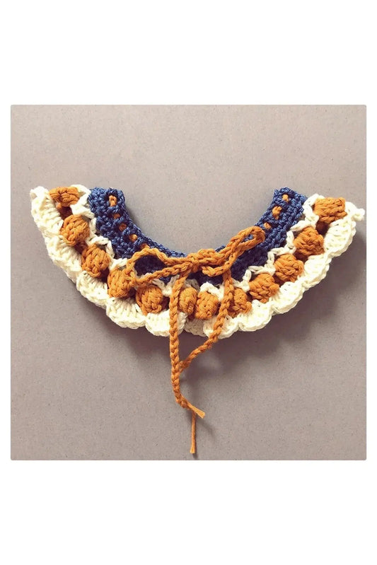 Handmade Crochet Baby/Toddler Mustard-Blue Collar | Crochet | Baby Collar, Crochet Collar | TrendyToy