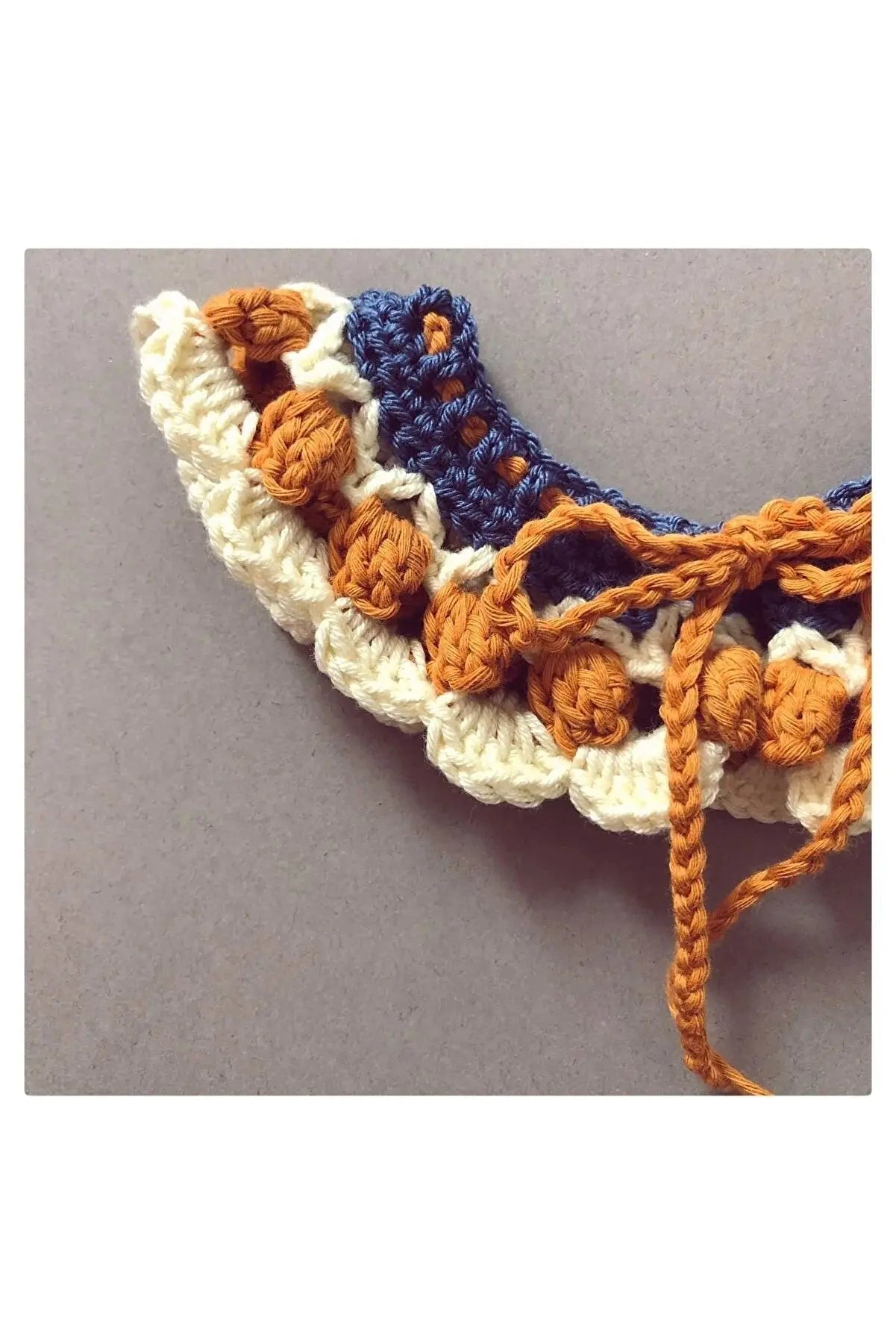 Handmade Crochet Baby/Toddler Mustard-Blue Collar Crochet TrendyToy 