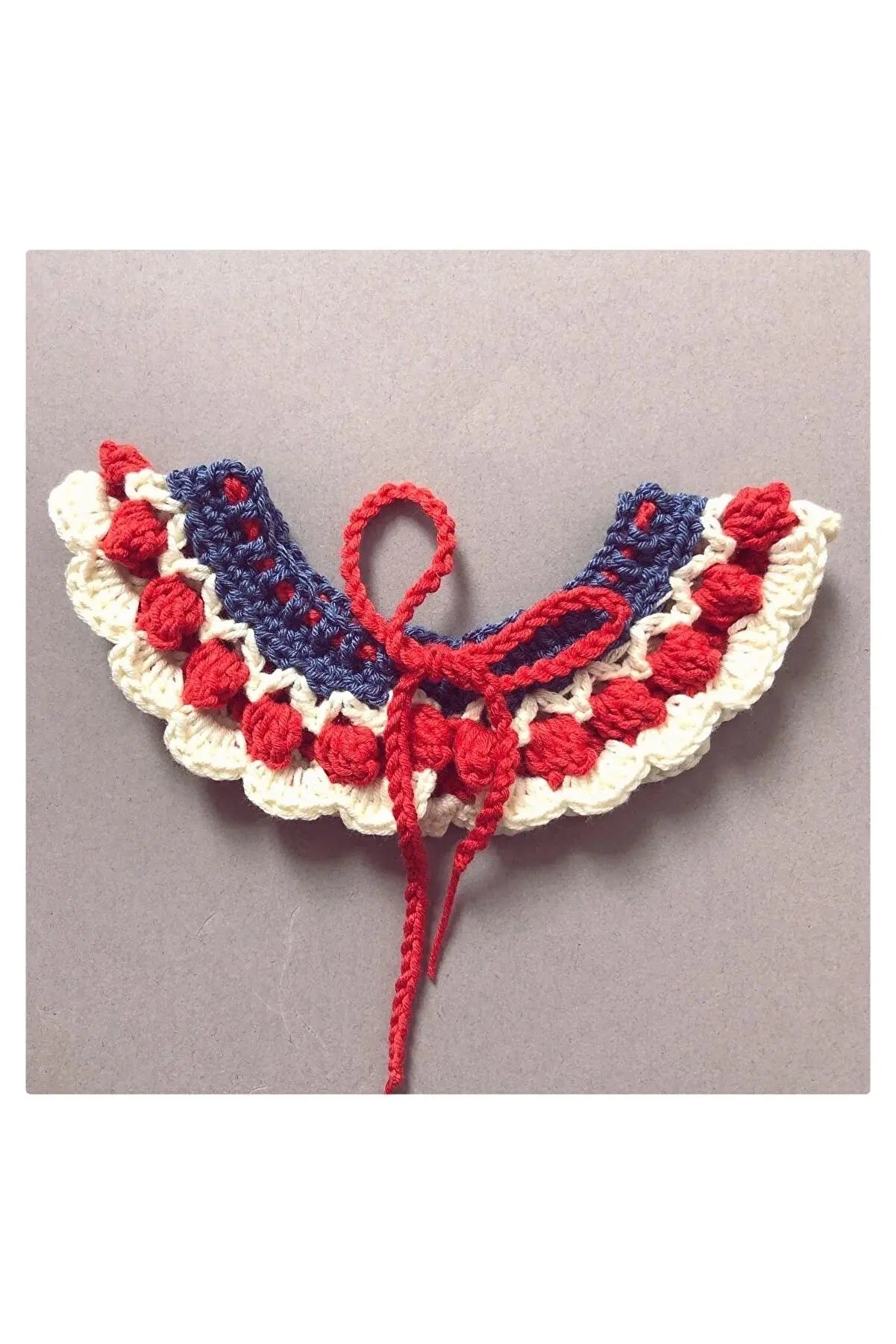 Handmade Crochet Baby/Toddler Red-Blue Collar | Crochet | Baby Collar, Crochet Collar | TrendyToy