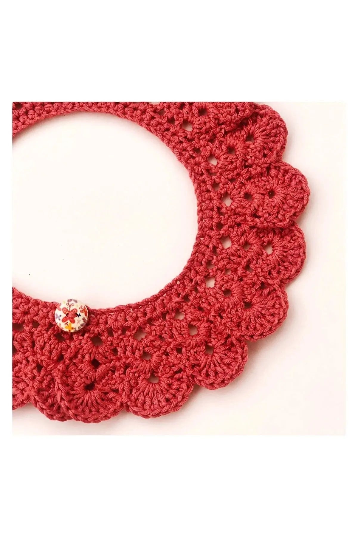 Handmade Crochet Baby/Toddler Red Button Collar Crochet TrendyToy 