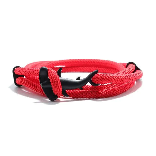 Multilayer 4mm Milan Rope Viking Bracelet Whale/Tail/Shark/Turtle/Manta Ray/Dolphin Charms AliGiftStore Flathead Shark-Red 