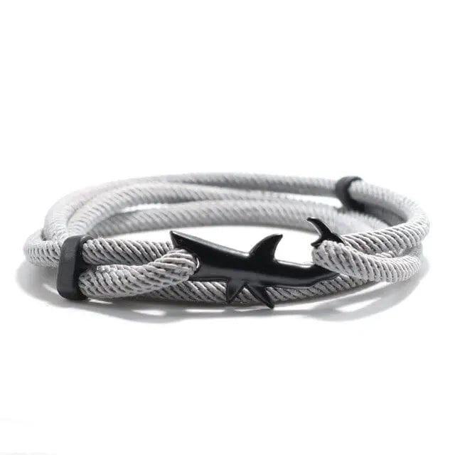 Multilayer 4mm Milan Rope Viking Bracelet Whale/Tail/Shark/Turtle/Manta Ray/Dolphin Charms AliGiftStore Shark-Grey 