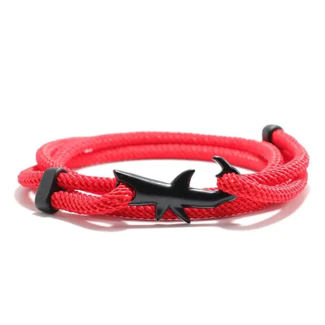 Multilayer 4mm Milan Rope Viking Bracelet Whale/Tail/Shark/Turtle/Manta Ray/Dolphin Charms AliGiftStore Shark-Red 