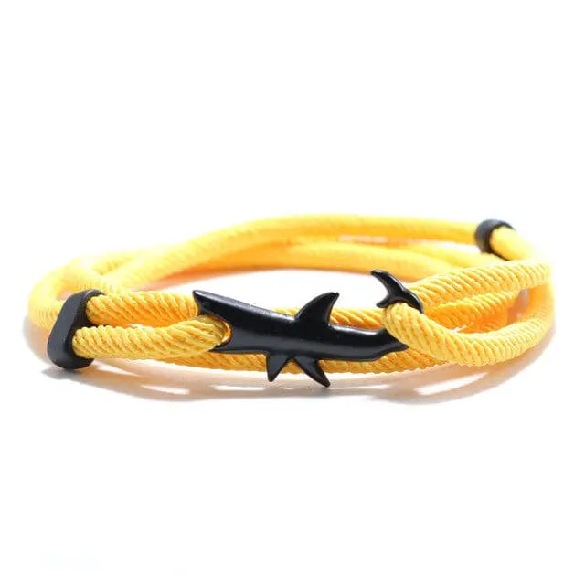 Multilayer 4mm Milan Rope Viking Bracelet Whale/Tail/Shark/Turtle/Manta Ray/Dolphin Charms AliGiftStore Shark-Yellow 