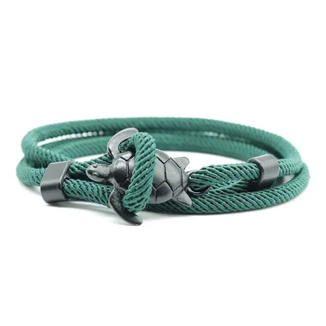 Multilayer 4mm Milan Rope Viking Bracelet Whale/Tail/Shark/Turtle/Manta Ray/Dolphin Charms AliGiftStore Turtle-Green 