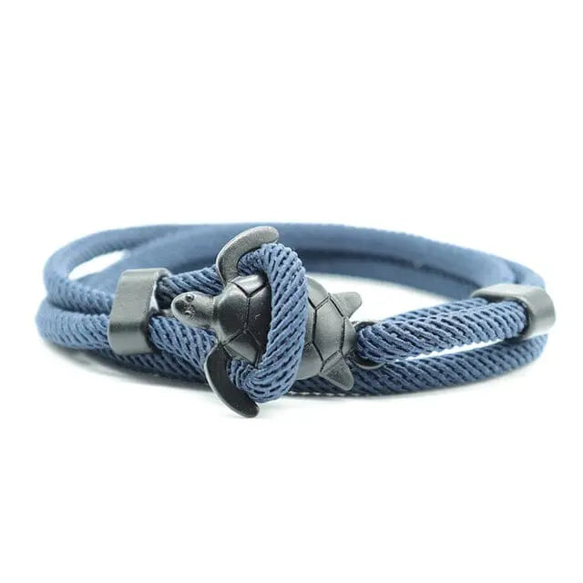 Multilayer 4mm Milan Rope Viking Bracelet Whale/Tail/Shark/Turtle/Manta Ray/Dolphin Charms AliGiftStore Turtle-Navy 