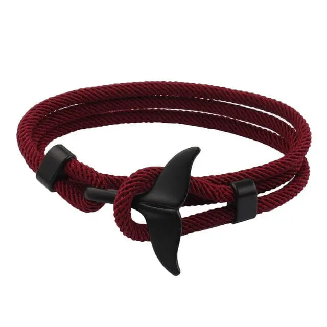 Multilayer 4mm Milan Rope Viking Bracelet Whale/Tail/Shark/Turtle/Manta Ray/Dolphin Charms AliGiftStore Whale Tail-Wine 